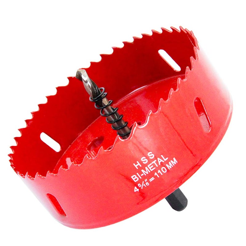 Laiwei Hole Saw Drill Bit LAIWEI HSS Hole Cutter with Arbor for Wood,PVC Board and Plasterboard(4-5/16"(110mm Hole Saw)) - Image 1